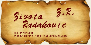 Života Radaković vizit kartica